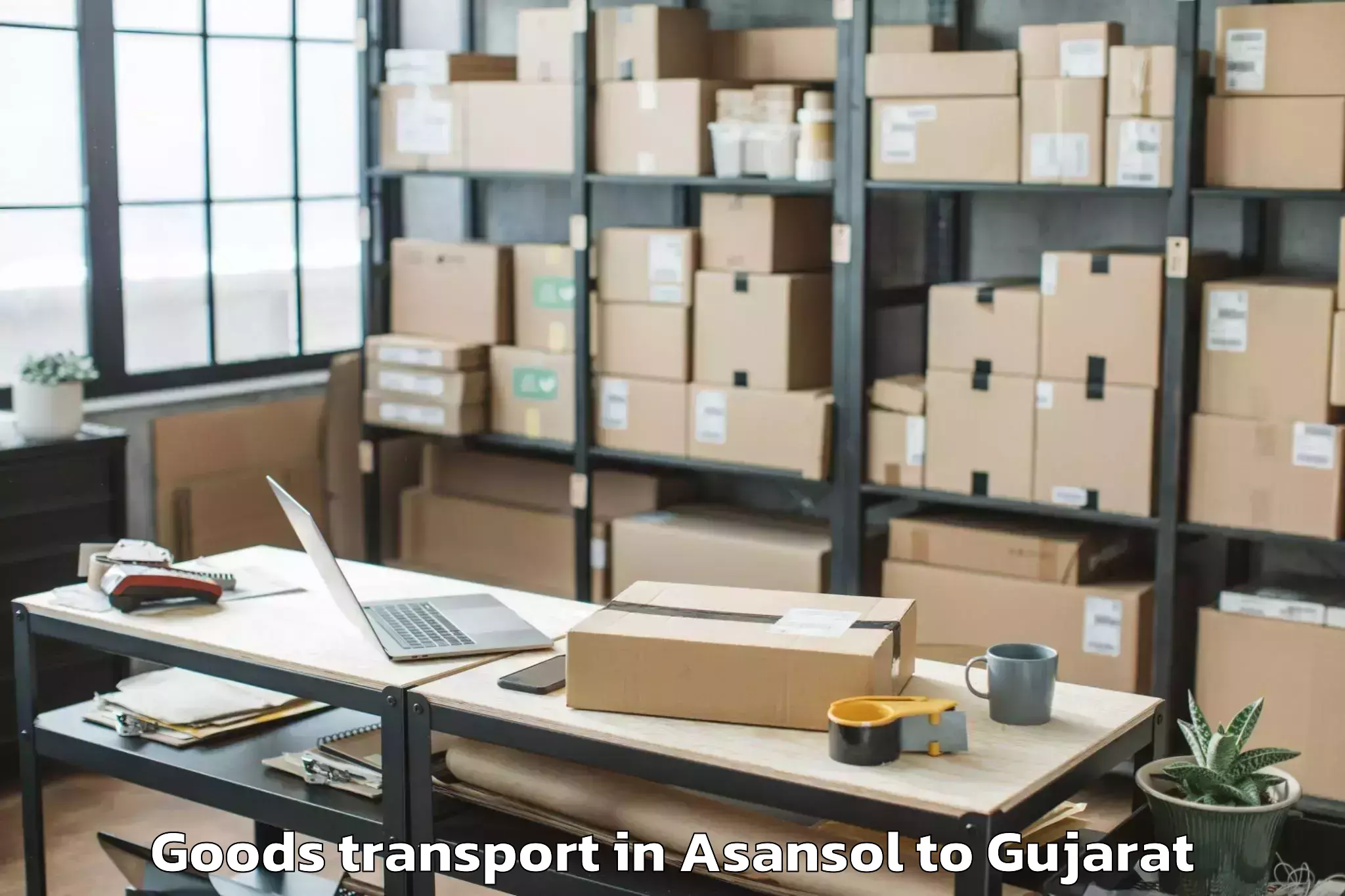 Top Asansol to Khambhaliya Goods Transport Available